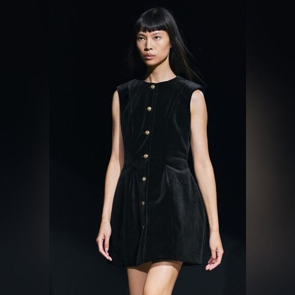 NWT ZARA PEPLUM VELVET DRESS ZW COLLECTION - Picture 3 of 12